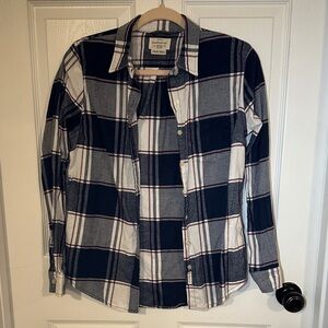 Weatherproof Vintage Blue and White Plaid Shirt